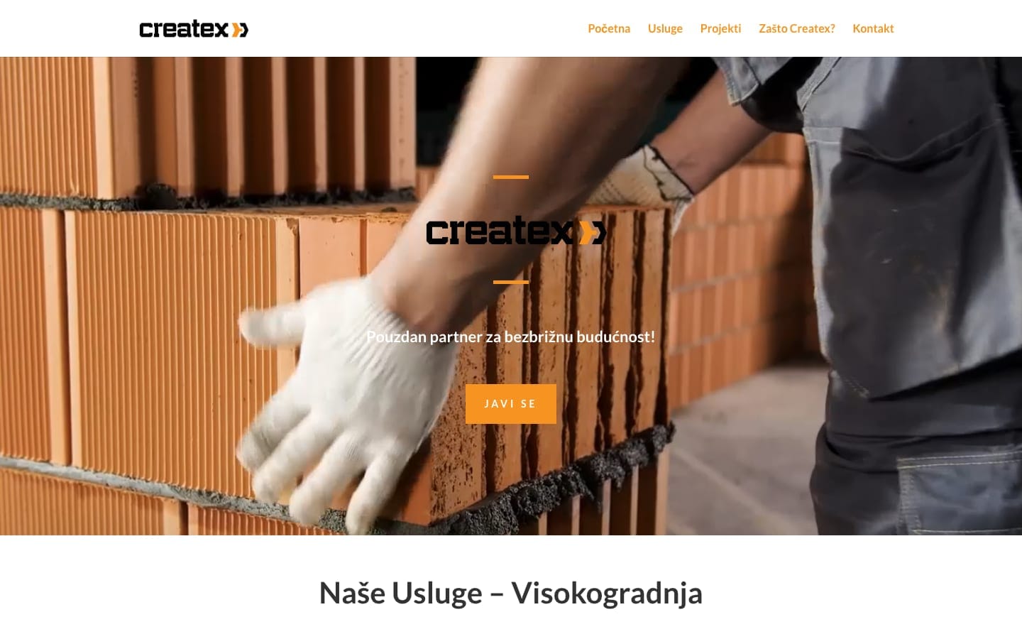 Createx, web stranica na računalu