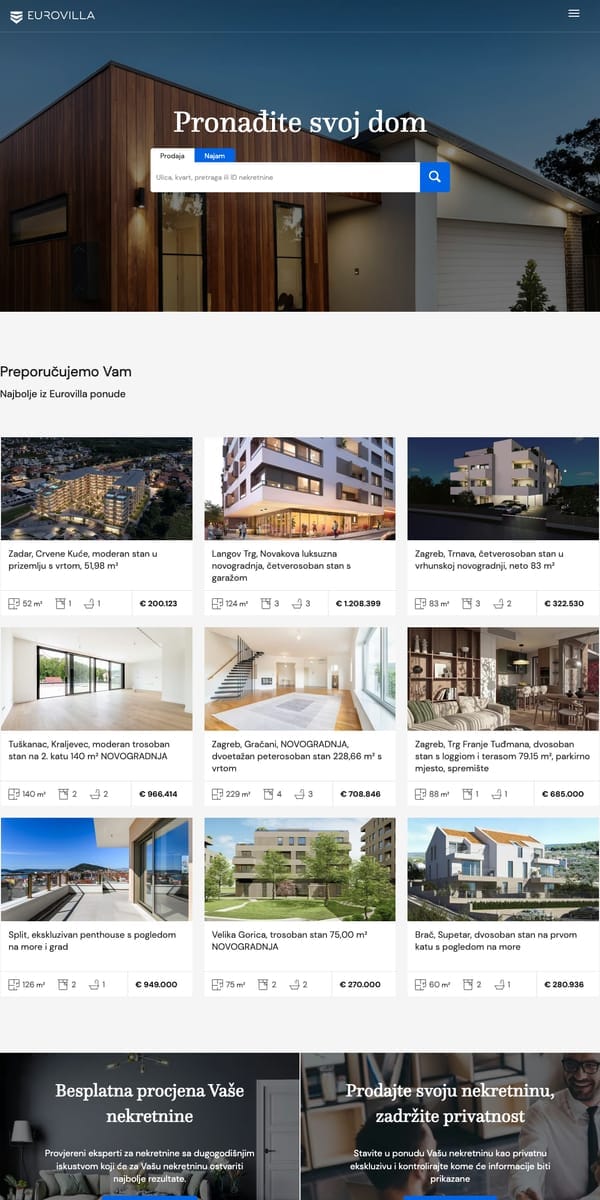 Eurovilla, web stranica