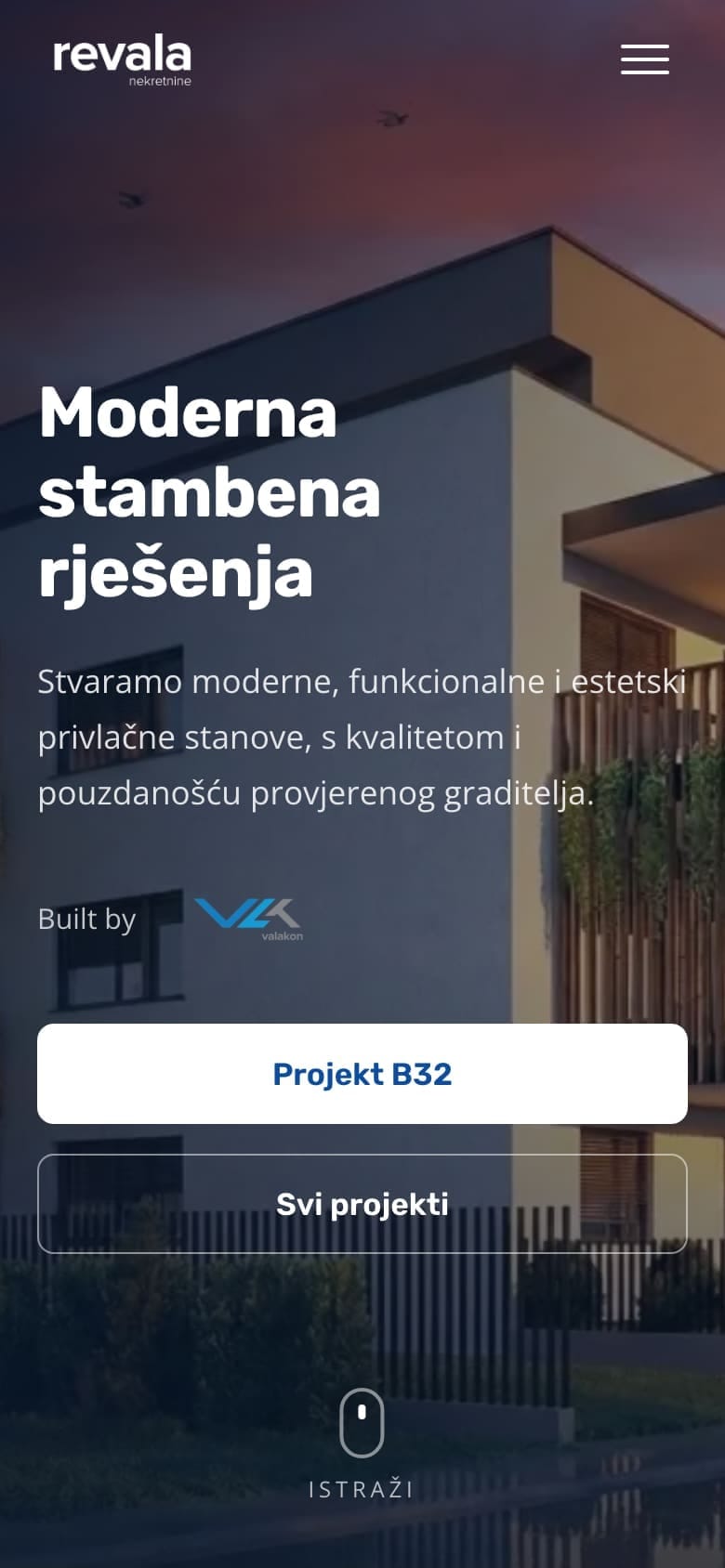 Revala, web stranica na mobitelu